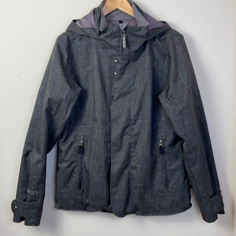 Burton Dry Ride Charcoal Gray & Black Ski Snowboard Hooded Jacket Size XL EUC